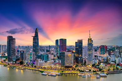 Hošimino miestas, su skrydžiu